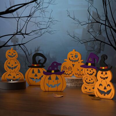 Halloween Hat Pumpkin Devil Pumpkin Triple Connection Pumpkin Candlestick Plugin Pendant Hanging Silicone Mold