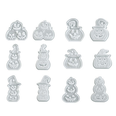 Halloween Hat Pumpkin Devil Pumpkin Triple Connection Pumpkin Candlestick Plugin Pendant Hanging Silicone Mold
