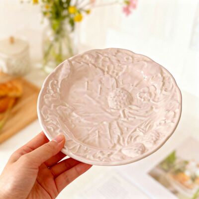 DIY Aromatherapy Gypsum Relief Strawberry Grape Angel Pattern Plate Tray Ornament Silicone Mold
