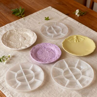 DIY Aromatherapy Gypsum Relief Strawberry Grape Angel Pattern Plate Tray Ornament Silicone Mold