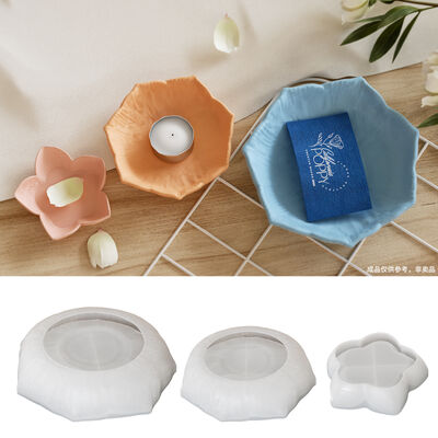 DIY crystal drip glue five petal flower seven petal flower storage tray aromatherapy gypsum flower dish silicone mold