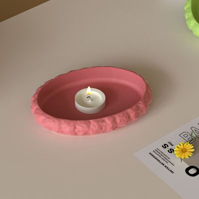 DIY Aromatherapy Gypsum Cement Elliptical Mirror Rock Pattern Tray Plate Ornament Silicone Mold