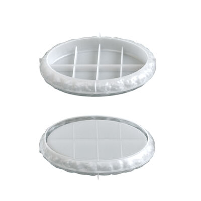 DIY Aromatherapy Gypsum Cement Elliptical Mirror Rock Pattern Tray Plate Ornament Silicone Mold