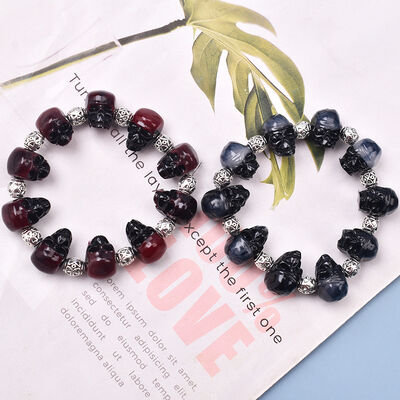 DIY Crystal Dropping Gel Mold Pirate Civilian Gentleman Skull Head Bracelet Jewelry Silicone Mold