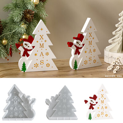 DIY Christmas Snowman Christmas Tree Aromatherapy Gypsum Platform Candle Decoration Silicone Mold
