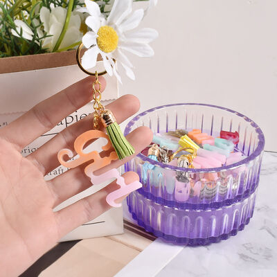 DIY Crystal Dropping Resin English Alphabet Words Blessings Keychain Pendant Silicone Mold