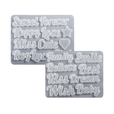 DIY Crystal Dropping Resin English Alphabet Words Blessings Keychain Pendant Silicone Mold