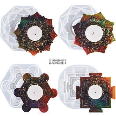 DIY adhesive resin plaster retro multi-level irregular shaped candle holder silicone mold mirror