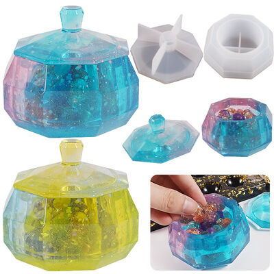 DIY Crystal Dropping Gel Storage Box Mold Cut Surface Gem Storage Box Jewelry Storage Epoxy Resin Can Silicone Grinding