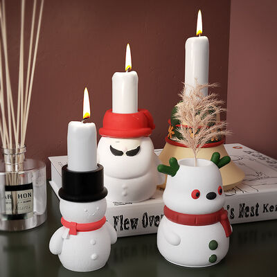 DIY Drip Glue Santa Claus Snowman Elk Bell Candlestick Grinding Christmas Vase Flower Utensils Silicone Mold