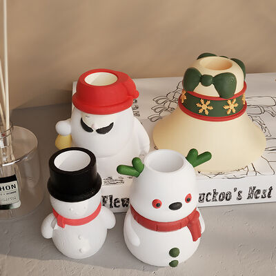 DIY Drip Glue Santa Claus Snowman Elk Bell Candlestick Grinding Christmas Vase Flower Utensils Silicone Mold