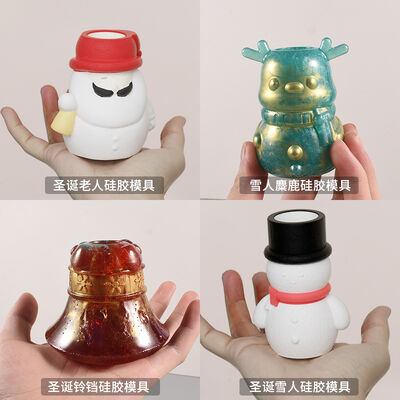 DIY Drip Glue Santa Claus Snowman Elk Bell Candlestick Grinding Christmas Vase Flower Utensils Silicone Mold