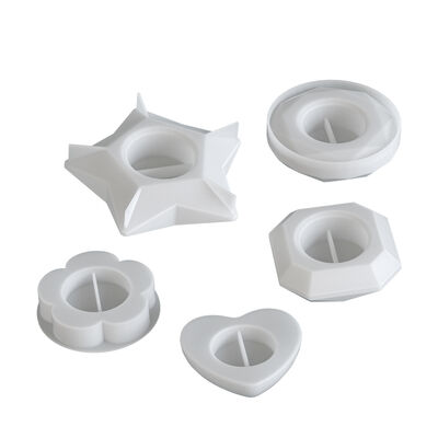DIY cut circular square heart-shaped flower pentagram gypsum storage candle cup candle holder base silicone mold