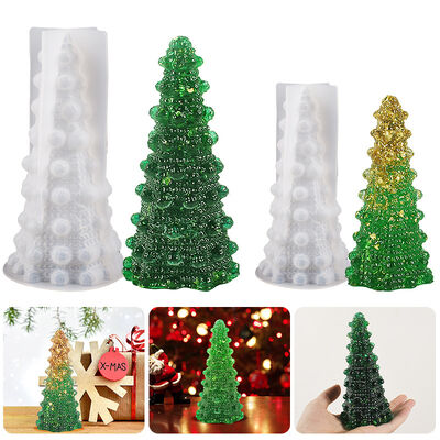 DIY Crystal Dropping Resin Christmas Tree Stand Small Night Light 3D Stereoscopic Gypsum Jewelry Silicone Mold