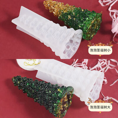 DIY Crystal Dropping Resin Christmas Tree Stand Small Night Light 3D Stereoscopic Gypsum Jewelry Silicone Mold