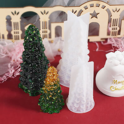 DIY Crystal Dropping Resin Christmas Tree Stand Small Night Light 3D Stereoscopic Gypsum Jewelry Silicone Mold