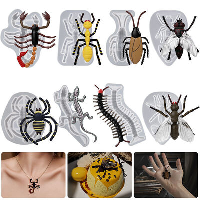 DIY dropper lizard ant spider scorpion centipede cockroach fly ant fly keychain silicone mold