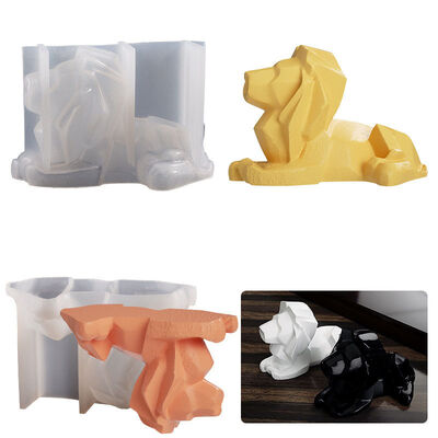 Dropping resin geometric three-dimensional section lion ornament silicone mold DIY gypsum candle keychain