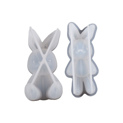DIY Drip Glue Mirror Seam Rabbit Keychain Pendant Cute Rabbit Sitting Rabbit Silicone Mold