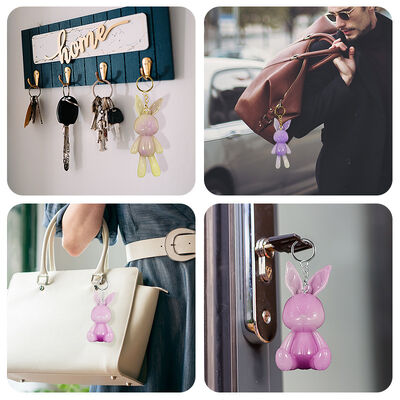 DIY Drip Glue Mirror Seam Rabbit Keychain Pendant Cute Rabbit Sitting Rabbit Silicone Mold