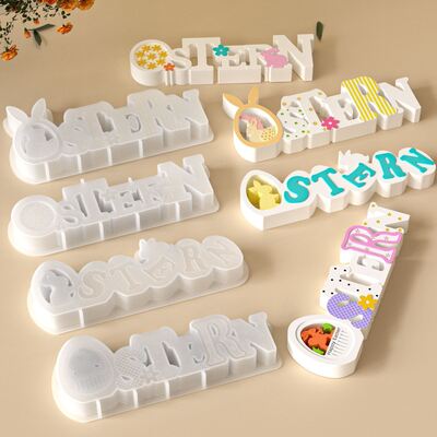 Cross border Easter letter silicone mold DIY egg rabbit English letter ornament gypsum mold