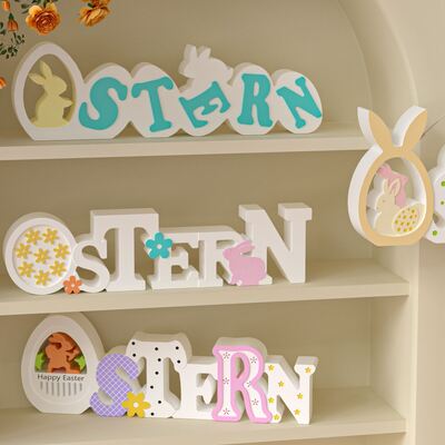 Cross border Easter letter silicone mold DIY egg rabbit English letter ornament gypsum mold