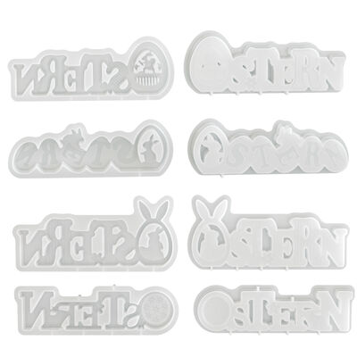 Cross border Easter letter silicone mold DIY egg rabbit English letter ornament gypsum mold