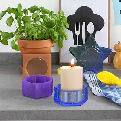 DIY Crystal Dropping Glue Mold Pentagram Candle Stand Home Decoration Silicone Mold Wholesale