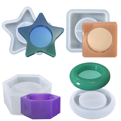 DIY Crystal Dropping Glue Mold Pentagram Candle Stand Home Decoration Silicone Mold Wholesale