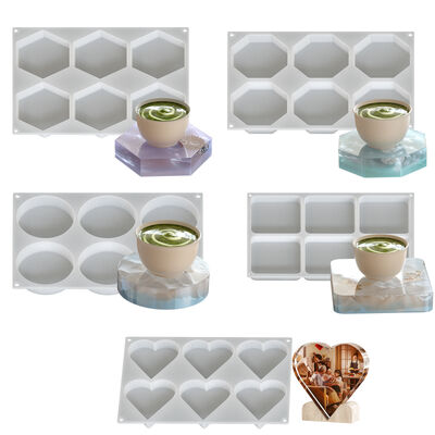 6-sided geometric with hanging holes, hexagonal, octagonal, circular, square, heart-shaped, thickened dropper coaster, silicone mold