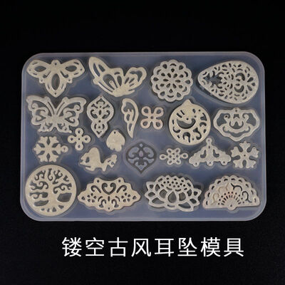 New DIY crystal dropper mold hollow antique style earrings pendant jewelry collection silicone mold for dropshipping