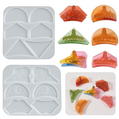DIY dropper resin moon ice cream triangle geometric hair clip shark clip patch silicone mold