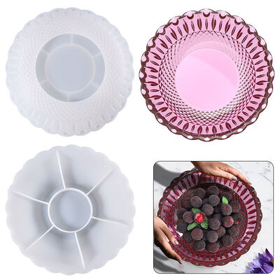 DIY Crystal Dropping Glue Mold Large Lace Dish Fruit Storage Dish Silicone Mold Manufacturer Wholesale