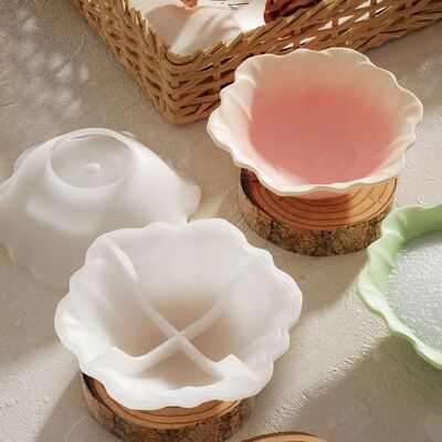 DIY crystal drip glue irregular lace lotus leaf storage bowl aromatherapy gypsum candle cup silicone mold