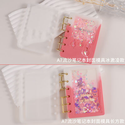 Crystal dropper mirror resin ice cream rectangular quicksand notebook cover silicone mold wholesale