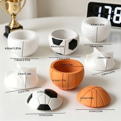 Cross border popular sports style football basketball storage can mold, aromatherapy candle cup, gypsum silicone mold