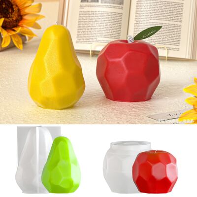 DIY diamond shaped sliced pear apple candle silicone mold aromatherapy gypsum fruit dropper mold