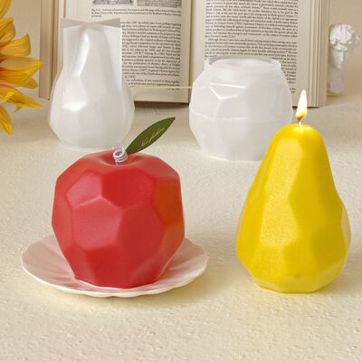 DIY diamond shaped sliced pear apple candle silicone mold aromatherapy gypsum fruit dropper mold