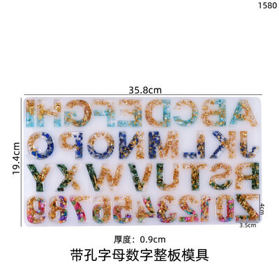 DIY crystal dropper mold with hole free and perforated numbers and letters full page pendant jewelry silicone mold