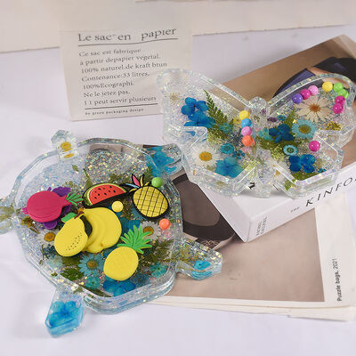 DIY Crystal Dropping Gel Butterfly Dragonfly Turtle Horsehead Lotus Clover Storage Box Silicone Mold