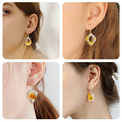 DIY Crystal Dropping Gel Irregular Shield U-shaped Flower Leaf Earrings Pendant Silicone Mold