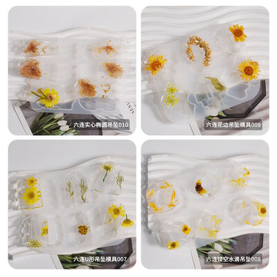 DIY Crystal Dropping Gel Irregular Shield U-shaped Flower Leaf Earrings Pendant Silicone Mold
