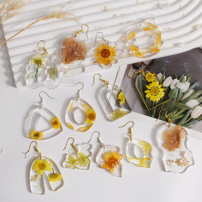 DIY Crystal Dropping Gel Irregular Shield U-shaped Flower Leaf Earrings Pendant Silicone Mold