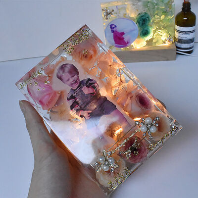 DIY Crystal Drip Glue Resin Gypsum Rectangular Mirror Picture Frame Stand Base Silicone Mold Wholesale