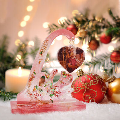 Crystal Drip Glue Mirror Resin LOVE Love Picture Frame Pendant Platform Silicone Mold DIY Gypsum Grinding
