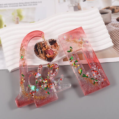 Crystal Drip Glue Mirror Resin LOVE Love Picture Frame Pendant Platform Silicone Mold DIY Gypsum Grinding