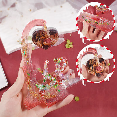 Crystal Drip Glue Mirror Resin LOVE Love Picture Frame Pendant Platform Silicone Mold DIY Gypsum Grinding