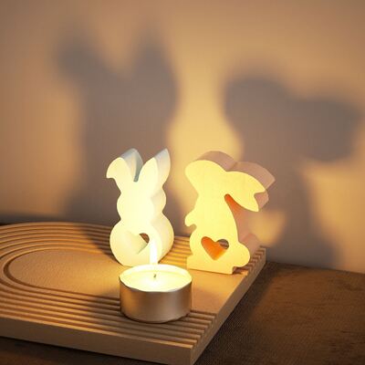 Easter Love Rabbit Combination DIY Aromatherapy Gypsum Ornament Decoration Rabbit Candle Table Silicone Mold