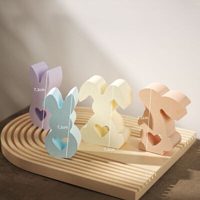 Easter Love Rabbit Combination DIY Aromatherapy Gypsum Ornament Decoration Rabbit Candle Table Silicone Mold