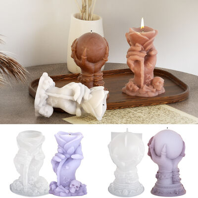 DIY Drip Glue Halloween Rose Ghost Hand Pendant Magic Claw Ghost Handball Aromatherapy Gypsum Candle Silicone Mold